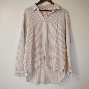 Hem & Thread baggy fit high low boyfriend shirt with stripes